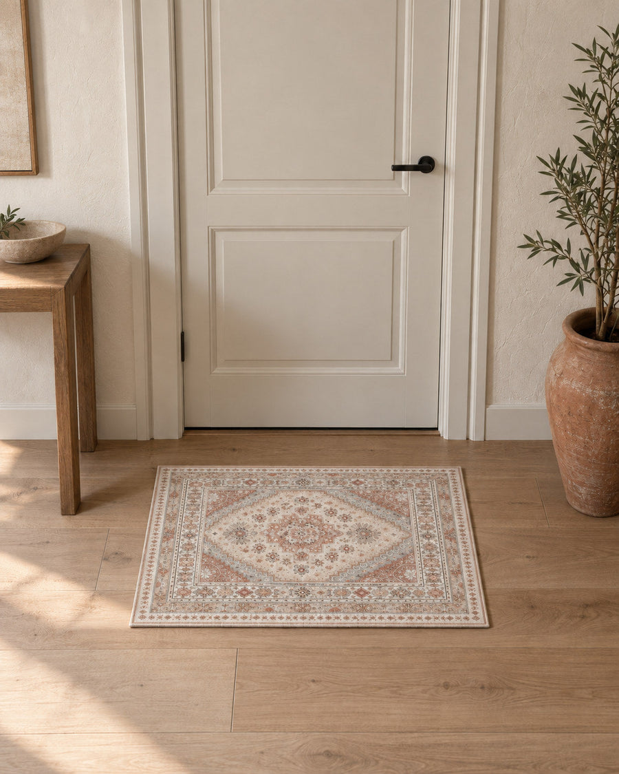 Tapis d’entrée Beige et terracotta