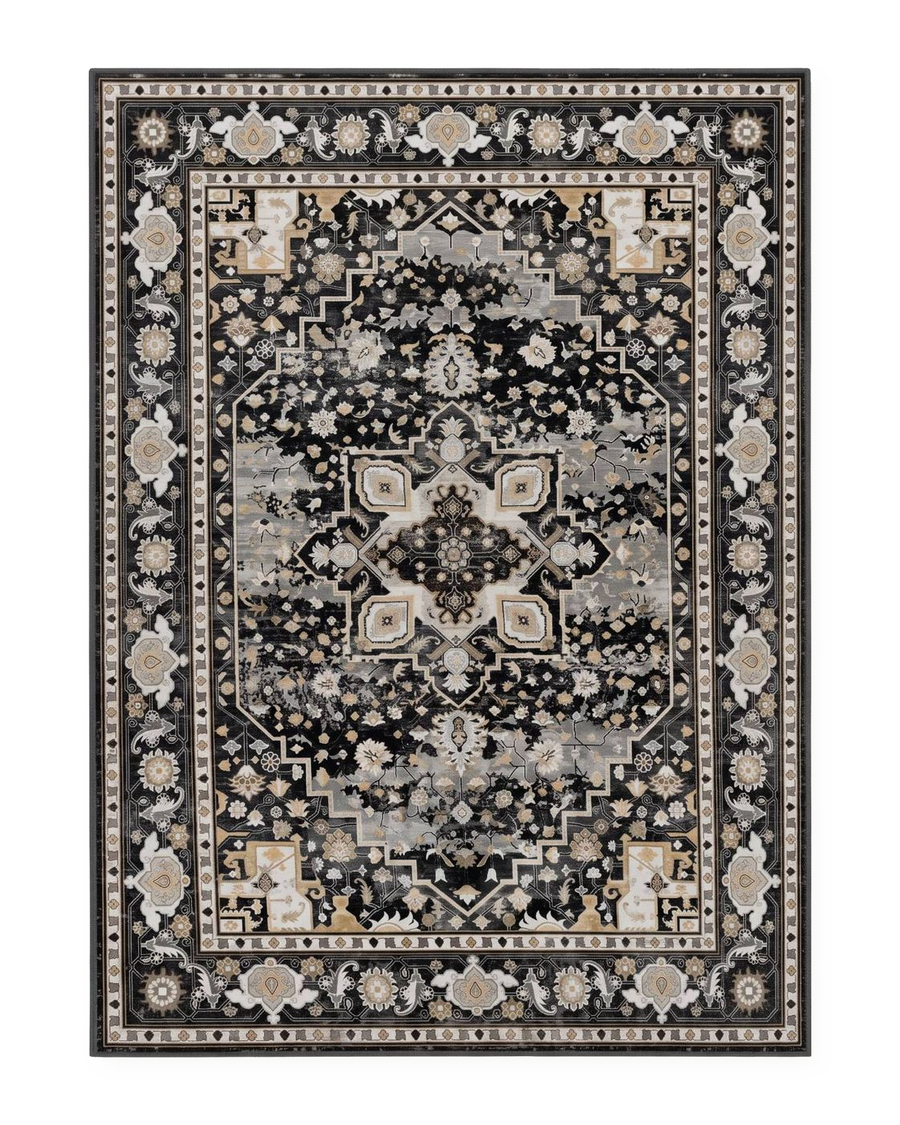 Tapis persan vintage anthracite, vue à plat