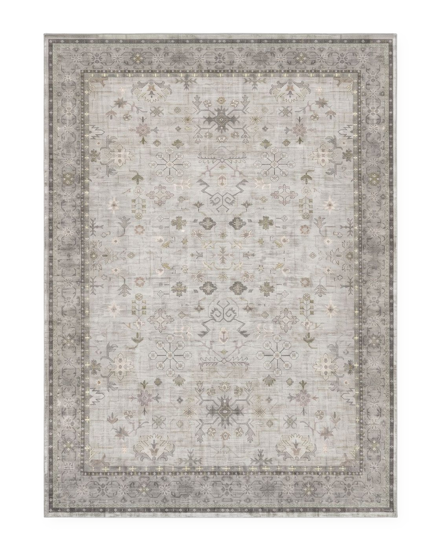 Tapis persan vintage gris, vue à plat